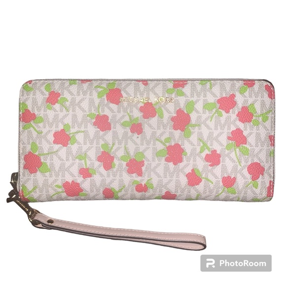 MICHAEL KORS Jet Set Travel Continental Floral Wallet NWOT - Picture 1 of 10